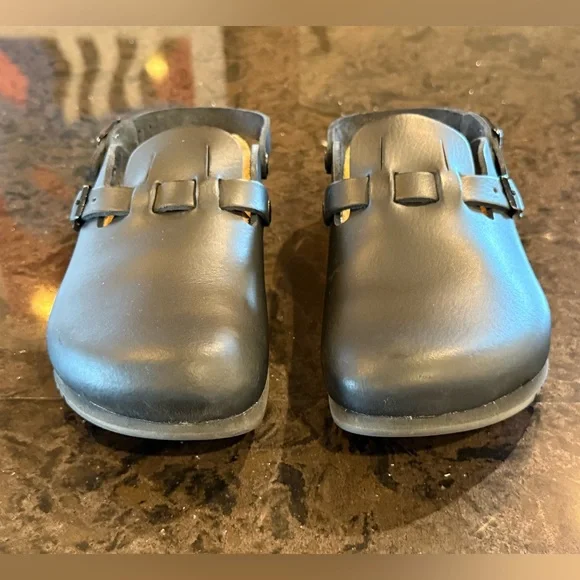 Birkenstock Boston Tokio Black Leather Clogs Size 39 - Picture 4 of 16